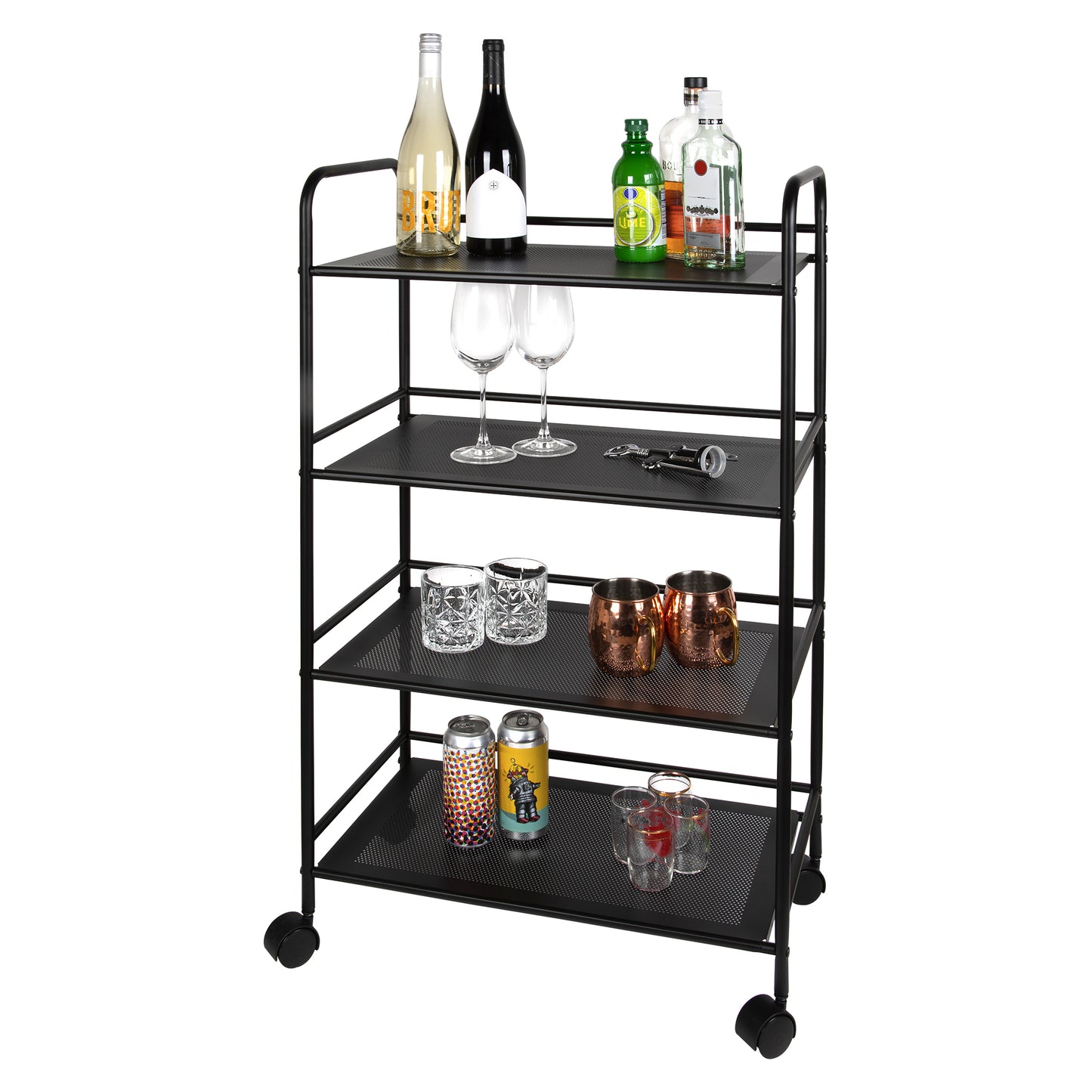 4 Tier Rolling Cart  Black