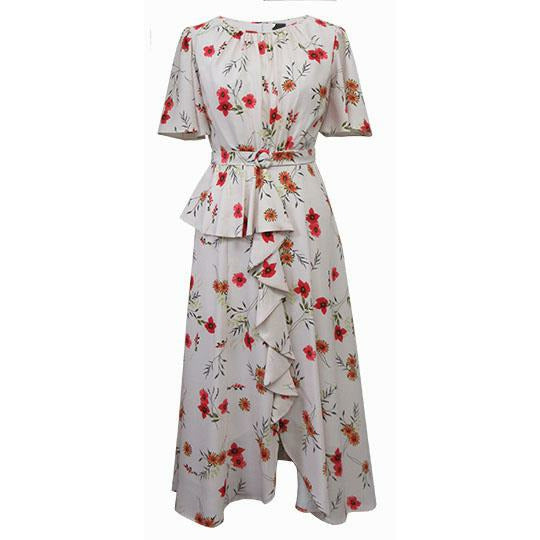 1PC Dress Beige/Red
