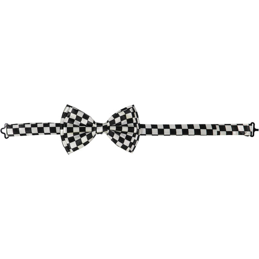 BLACK & WHITE CHECKERED BOW TIE