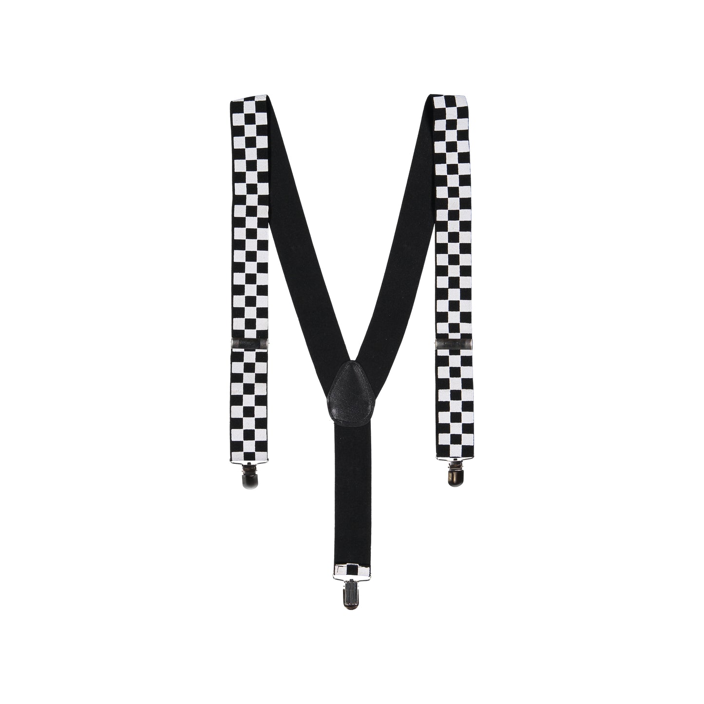 BLACK & WHITE CHECKERED SUSPENDERS