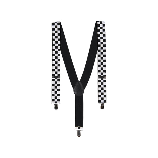 BLACK & WHITE CHECKERED SUSPENDERS