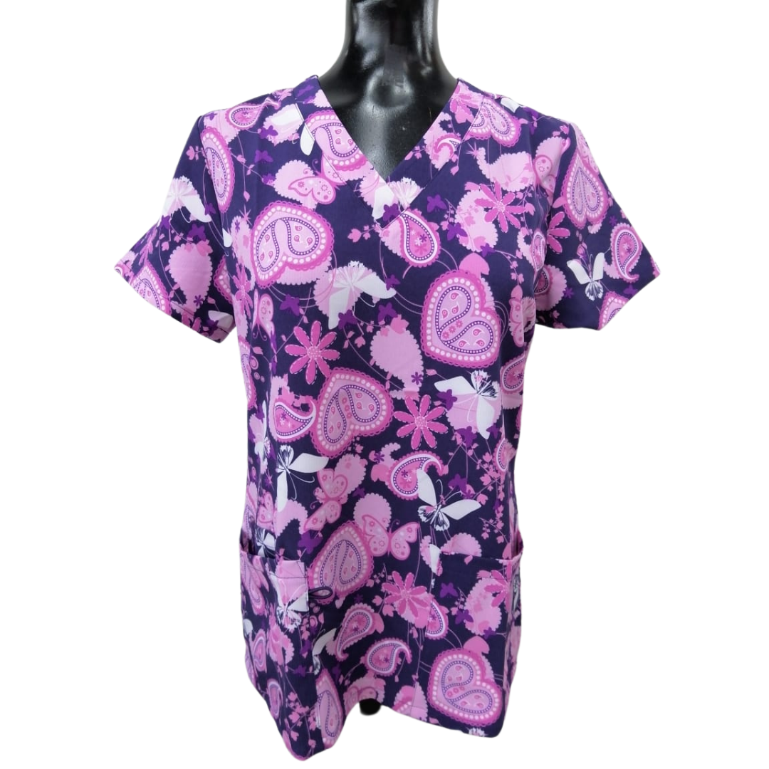 Printed Shirt Fucsia de corazones y mariposas