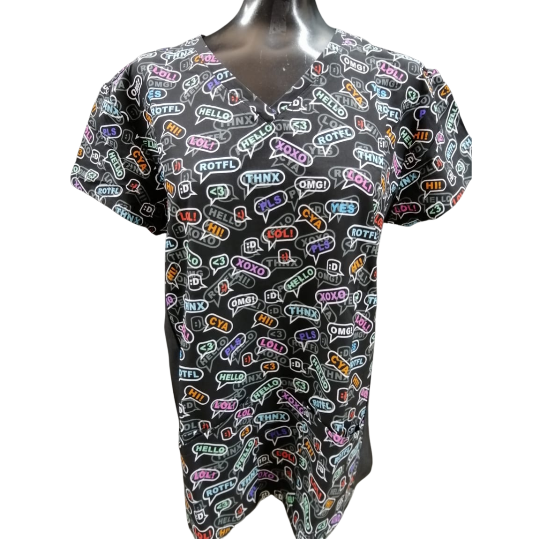 Printed Shirt Black w/ words