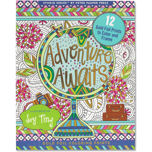 GOLD FOIL COLORING PRINTS ADVENTURE AWAITS