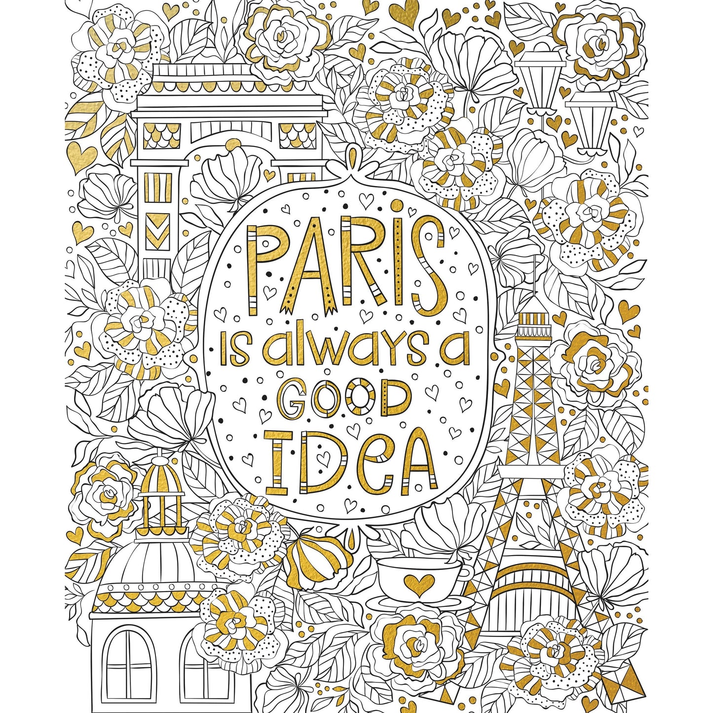 GOLD FOIL COLORING PRINTS ADVENTURE AWAITS