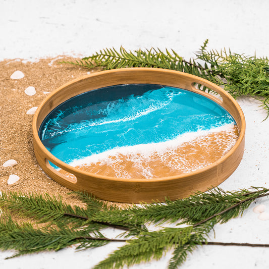 Bamboo Round Serving Trays - Ocean Vibes