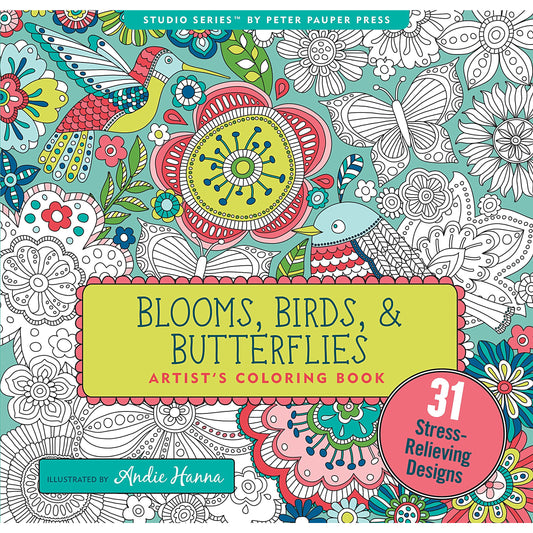 COLORING BOOK BLOOMS BIRDS & BUTTERFLIES