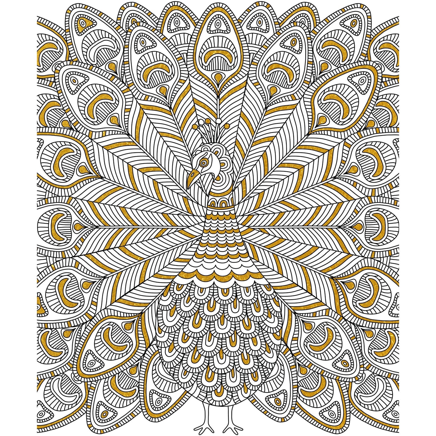GOLD FOIL COLORING PRINTS BLOOMS BIRDS & BUTTERFLIES