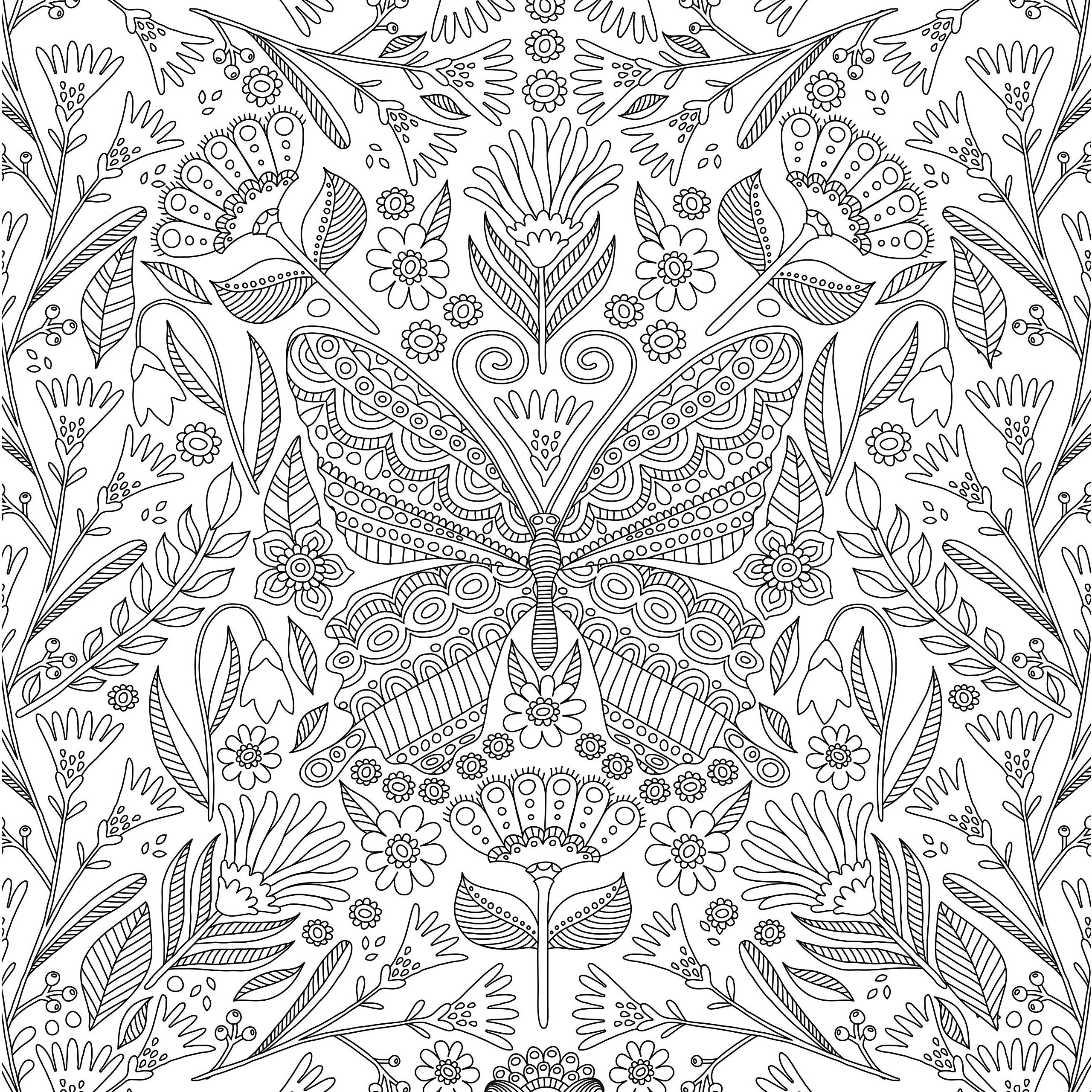 COLORING BOOK BLOOMS BIRDS & BUTTERFLIES
