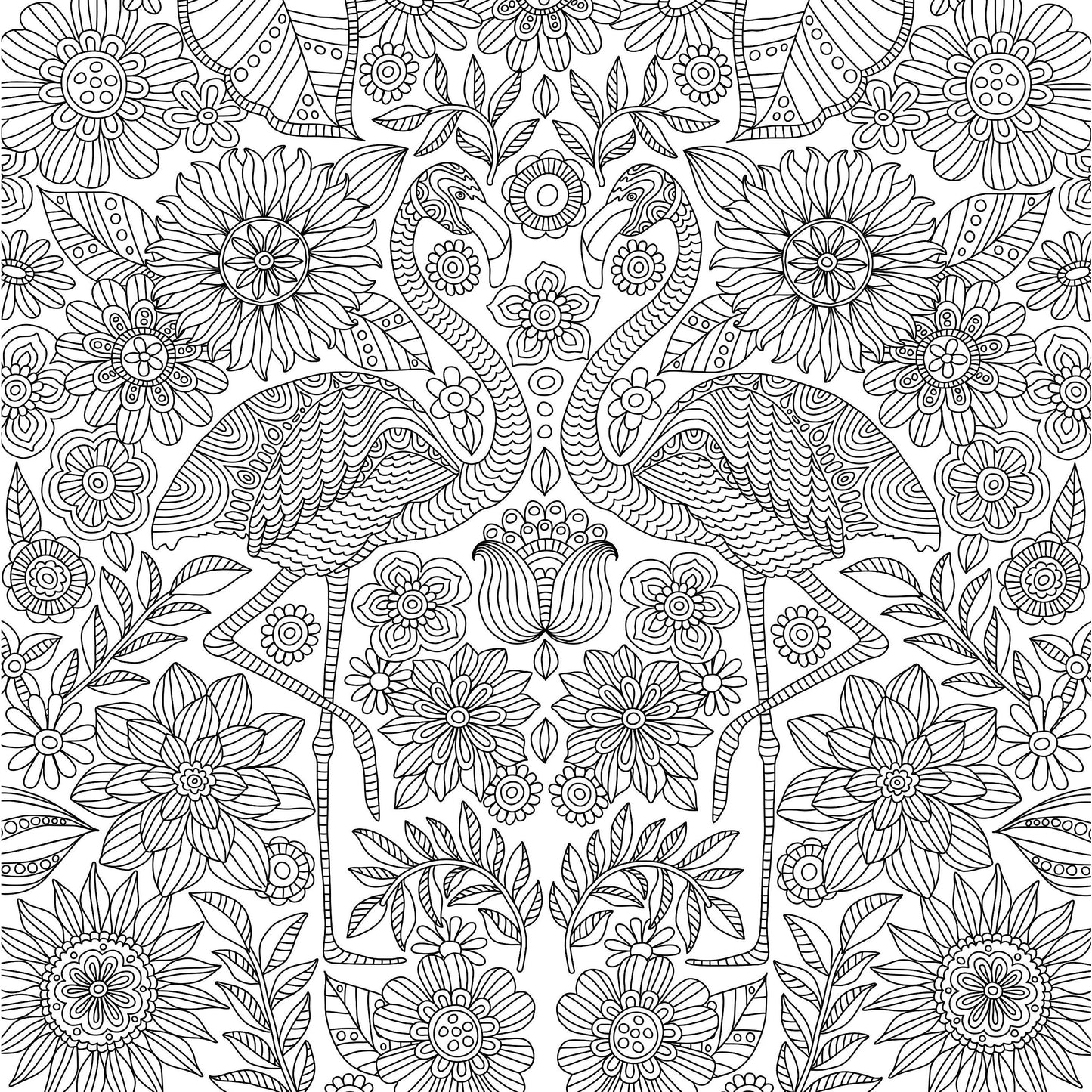 COLORING BOOK BLOOMS BIRDS & BUTTERFLIES