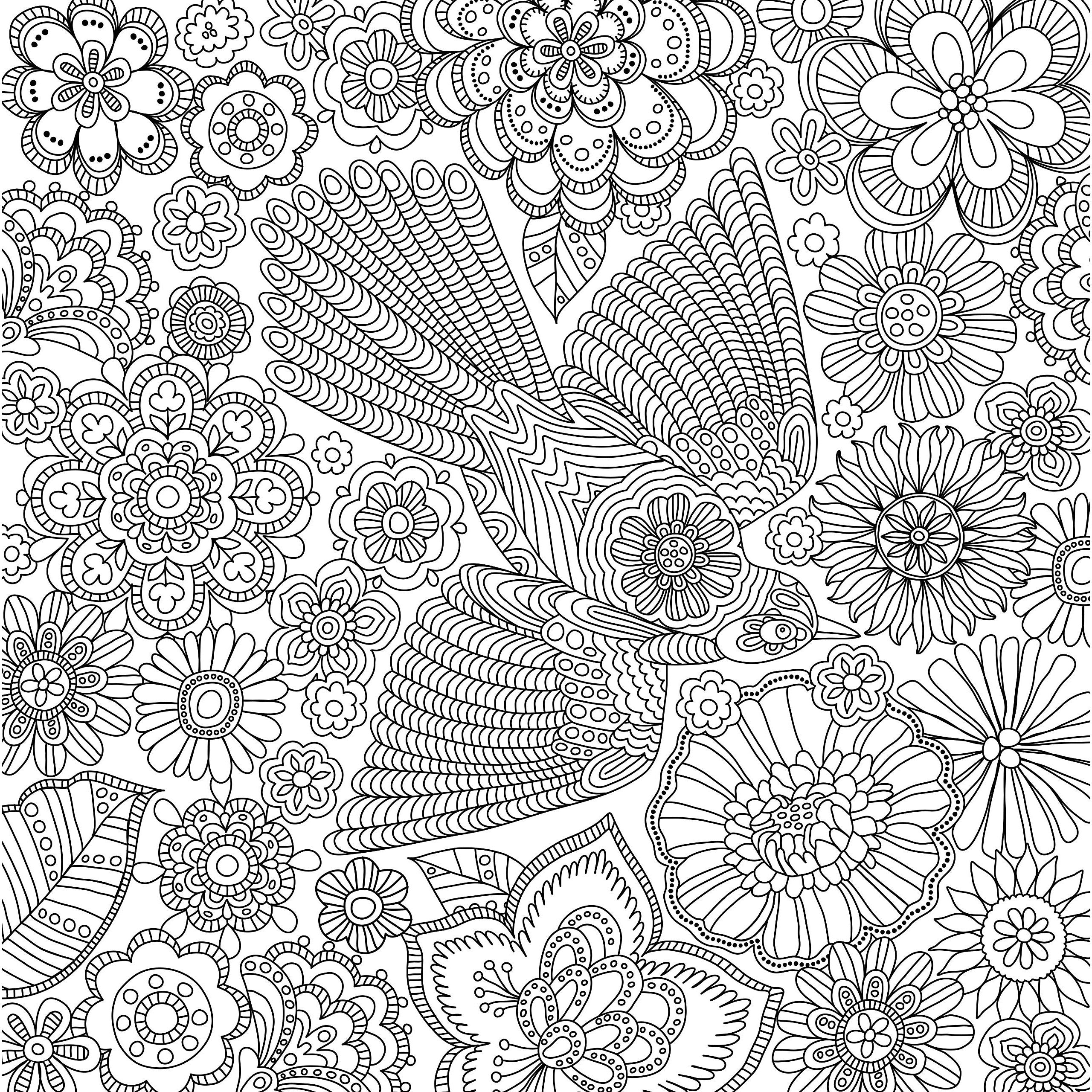 COLORING BOOK BLOOMS BIRDS & BUTTERFLIES