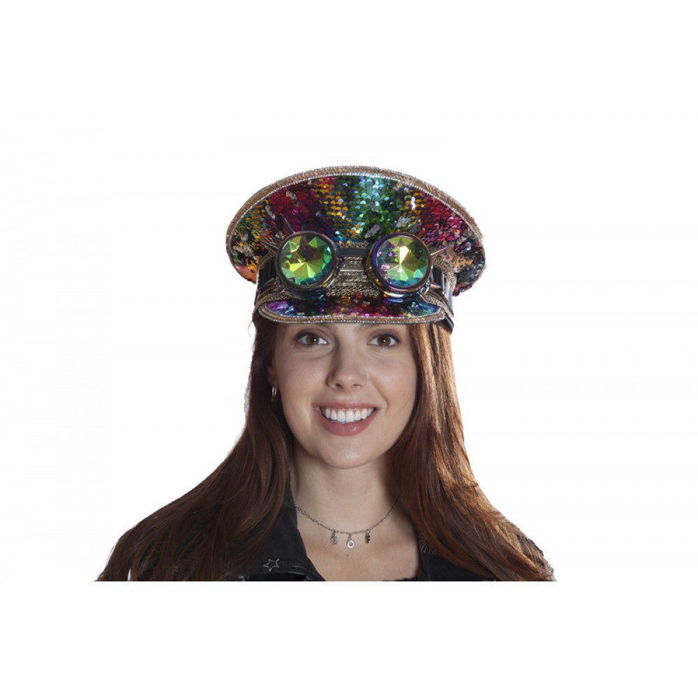 BURNING MAN RAINBOW SEQUIN HAT