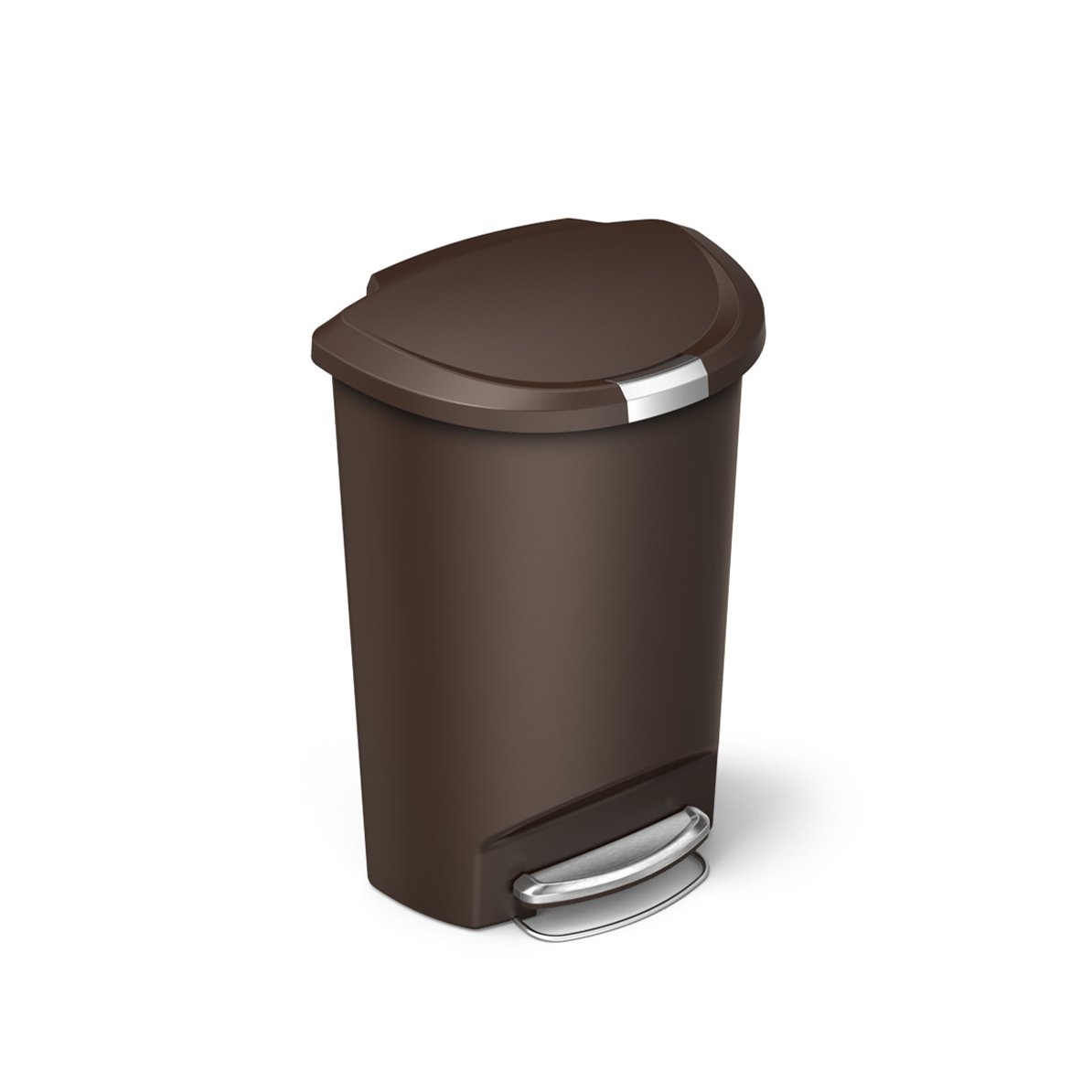50L SEMI - ROUND PLASTIC STEP TRASH CAN / MOCHA
