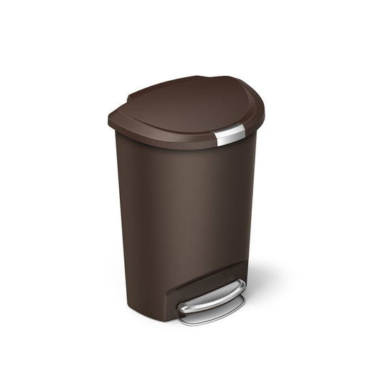 50L SEMI - ROUND PLASTIC STEP TRASH CAN / MOCHA