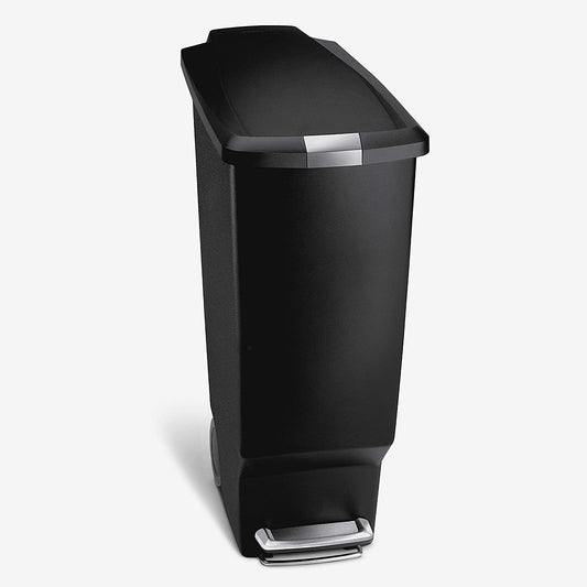 40 LITRE  SLIM STEP CAN BLACK PLASTIC