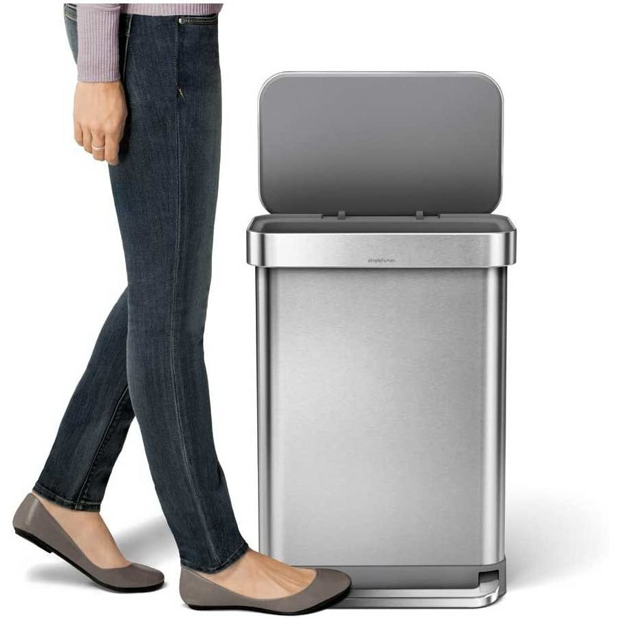 55L Rectangular Step Can with S/S  Lid &  Pocket Liner