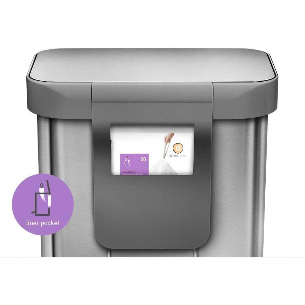 55L Rectangular Step Can with S/S  Lid &  Pocket Liner