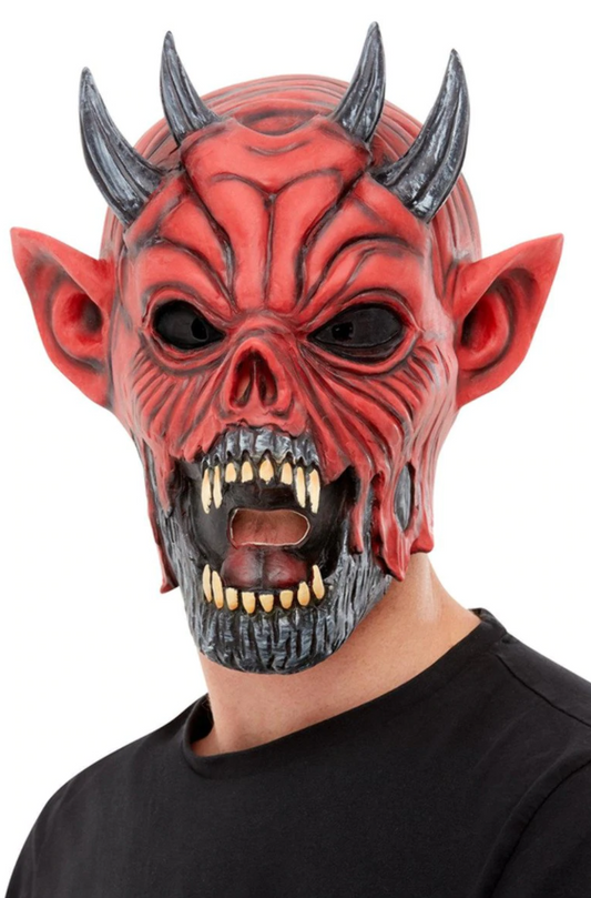 DEVIL  LATEX MASK,RED