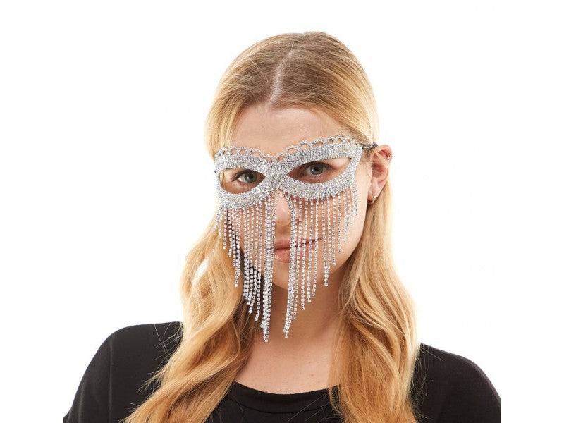 Rhinestone silver Mask