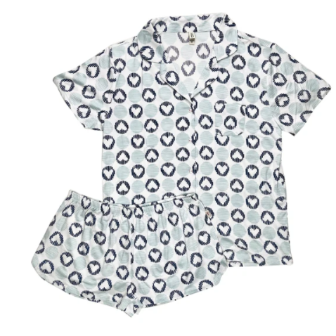 NOTCH COLLAR PJ SHORT SET NAVY