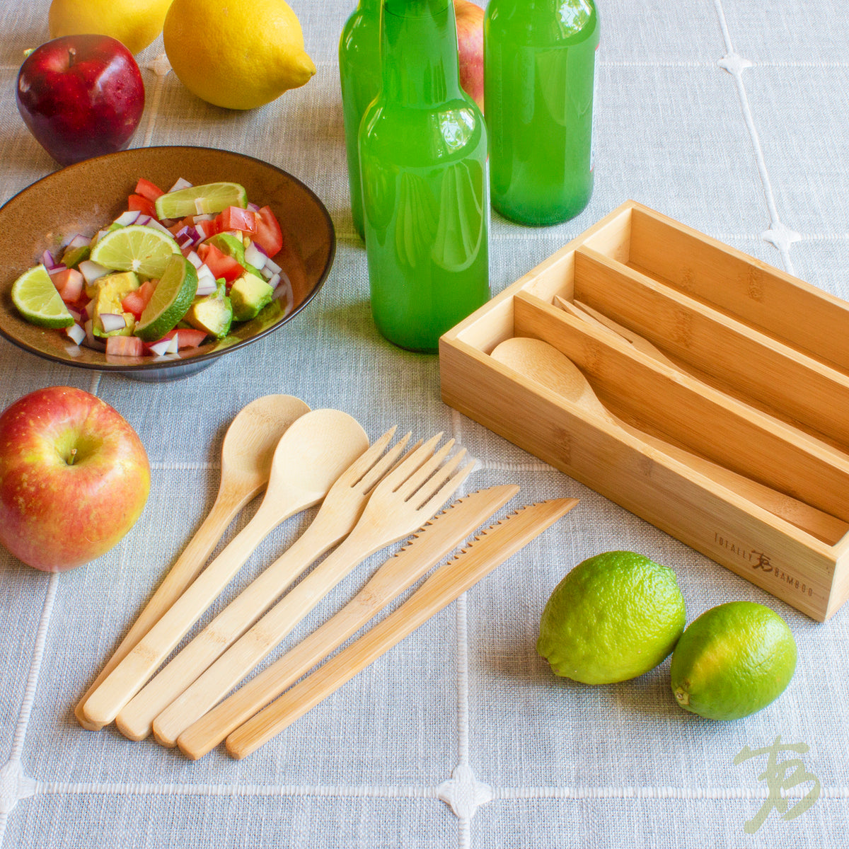 12-Pc. Bamboo Flatware Set with Storage Case