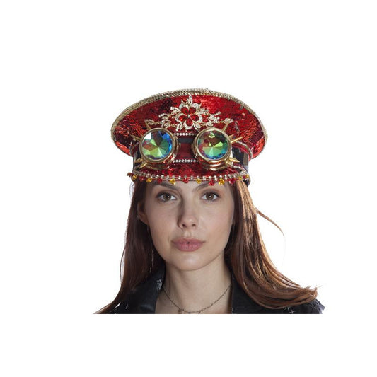 Burning man red sequin hat