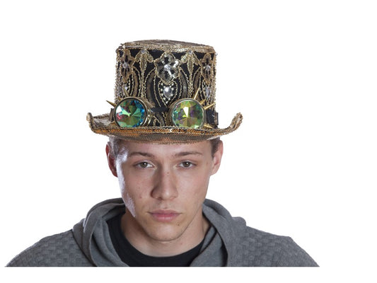 Burning man Hat top peacock gold sequin hat