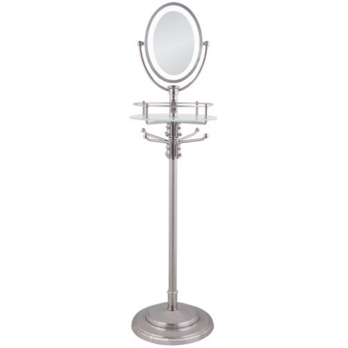 Cordless LED Lighted Adjustable Height Floor Stand Mirror