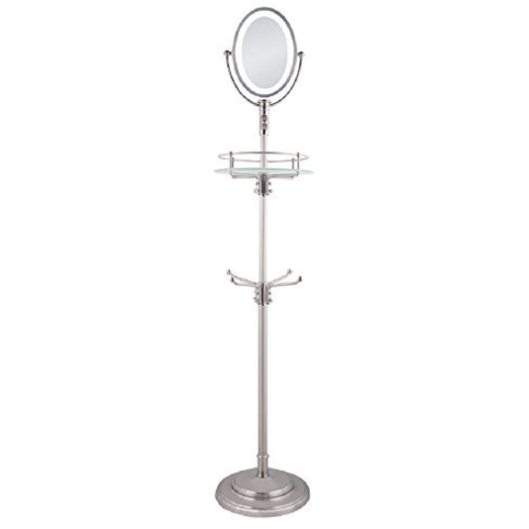 Cordless LED Lighted Adjustable Height Floor Stand Mirror