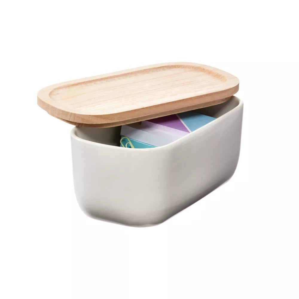Eco Office Ceramic Bin with Lid Coconut