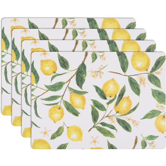 SET OF 4 EASY CARE PLACEMATS LEMONS