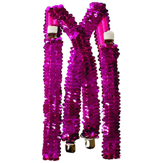 HOT PINK SEQUINED SUSPENDERS