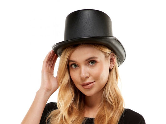 Black leather top hat
