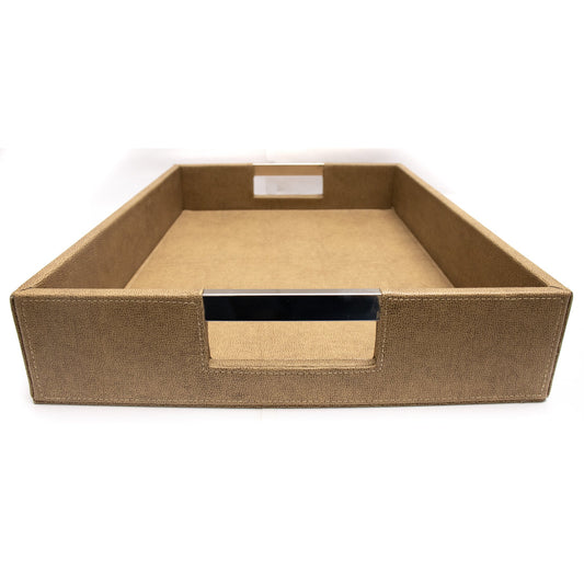 Beige Faux Leather Tray