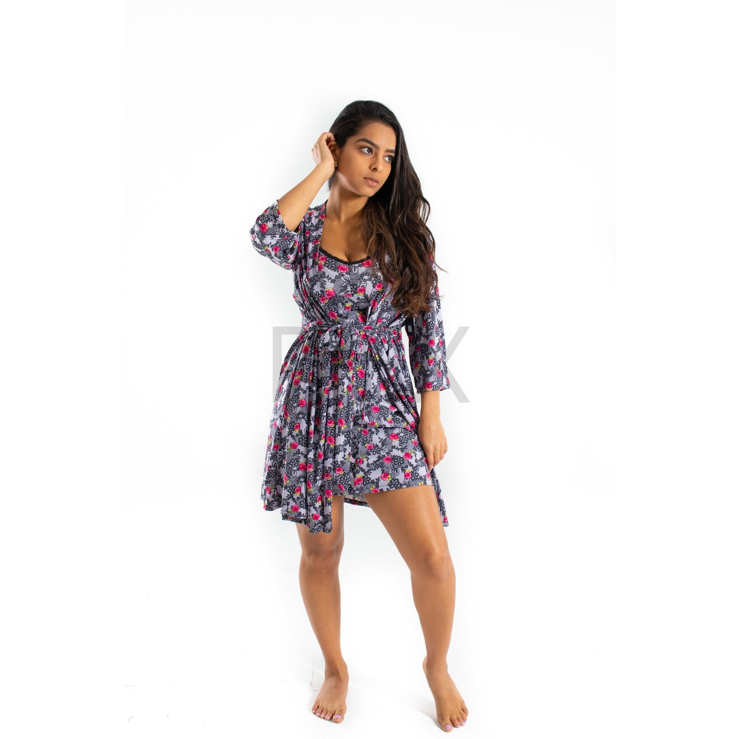 Pijama  estampado flor rosada