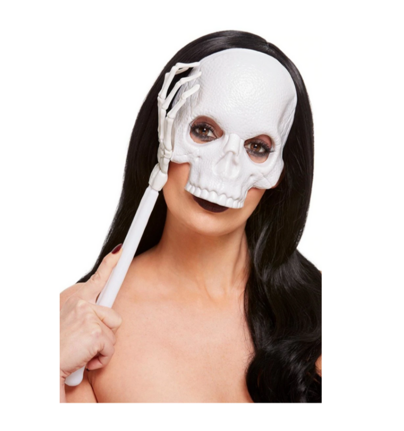 HANDHELD SKULL MASK WHITE