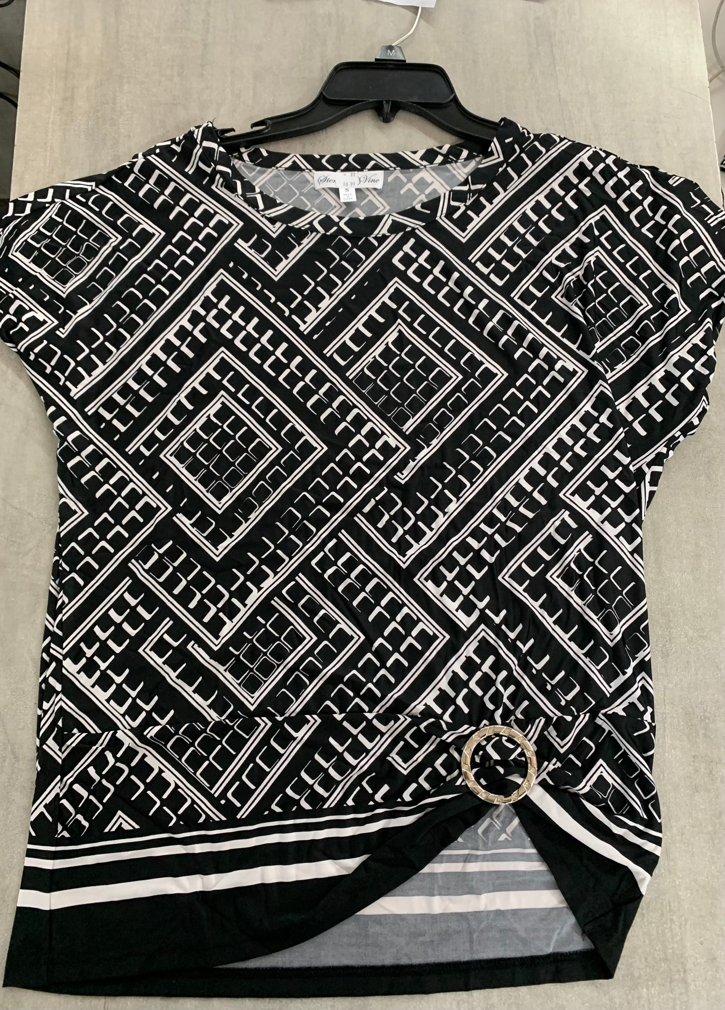 S/S RDD NECK SIDE RING BUCKLE-BLK/WHT DIAMOND