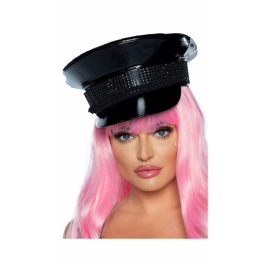 RHINESTONE TRIMMED MILITARY HA
