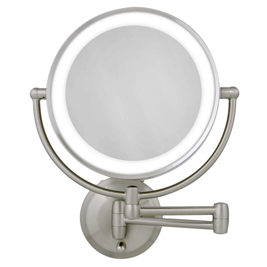 LED 1X/10X Wall Mount Mirror in Polished Nickel