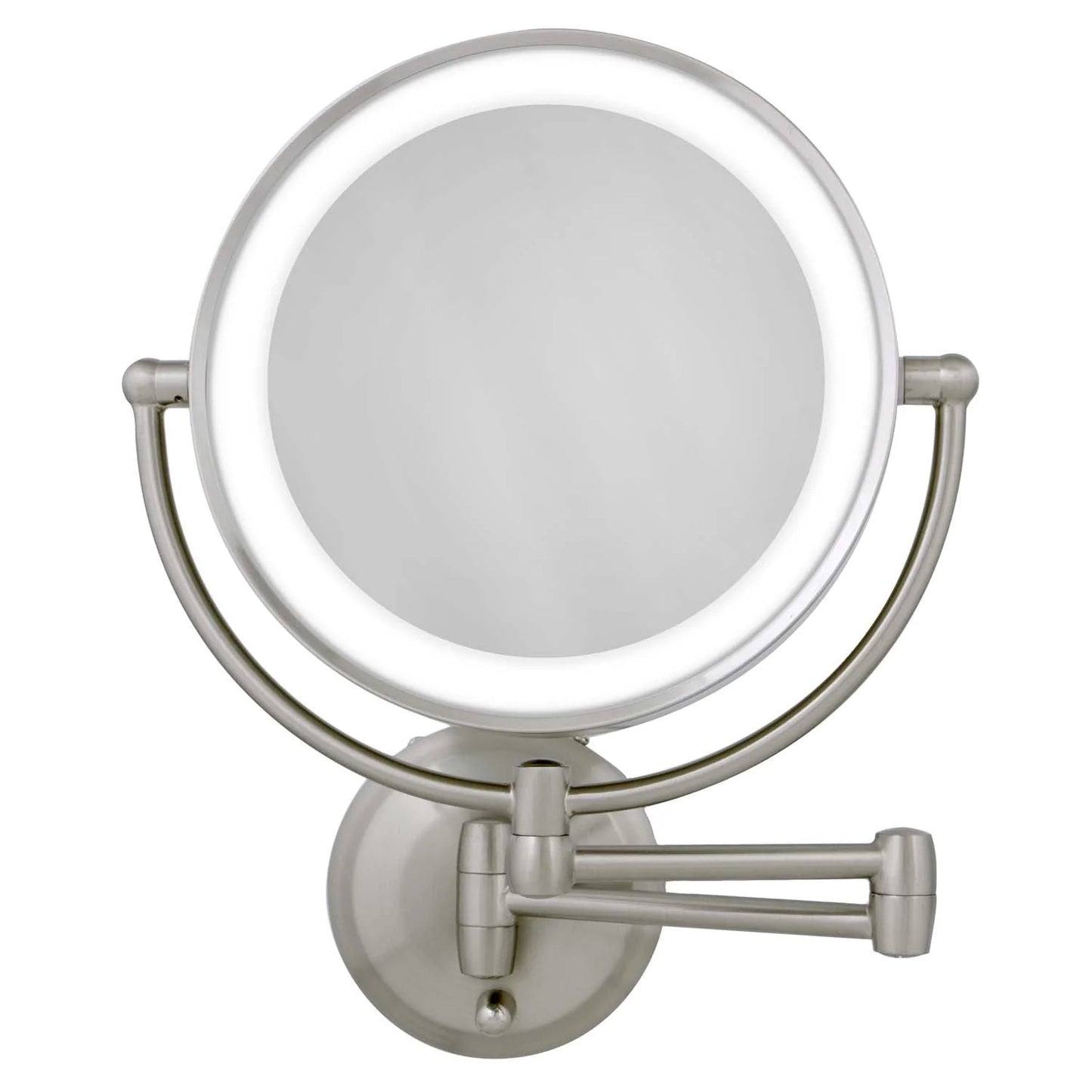 LED 1X/10X Wall Mount Mirror in Satin Nickel