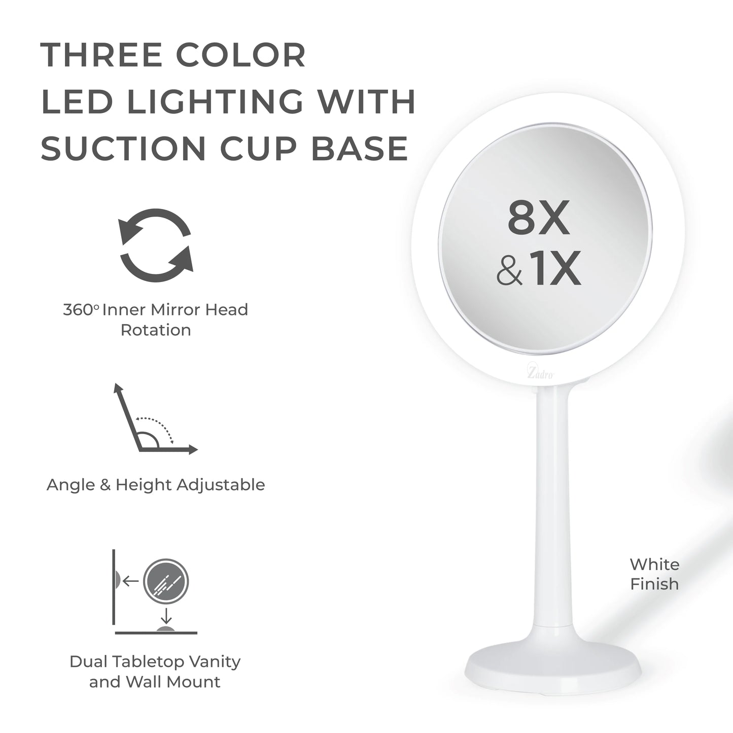 LED Power Suction cup 8X/1X Gray Eleganzer