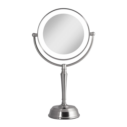 11" Round LED Rotating USB Charging Port Mirror 10X/1X