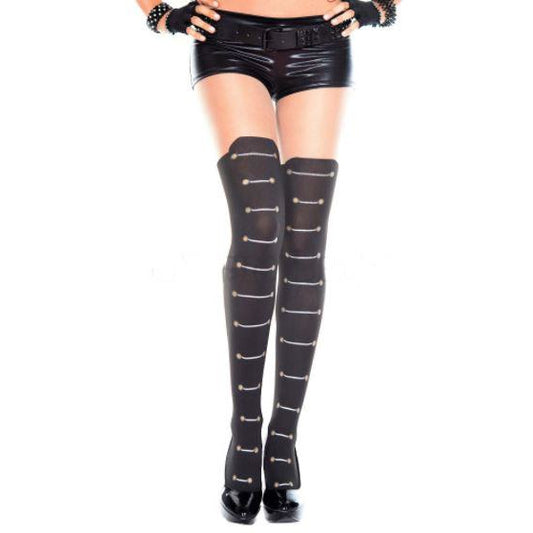 Lace up design spandex pantyhose