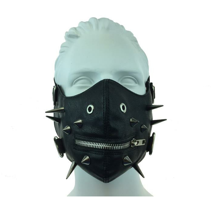 Leather Mouth Mask w/Spike & Zip
