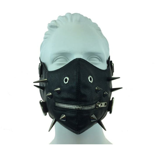 Leather Mouth Mask w/Spike & Zip