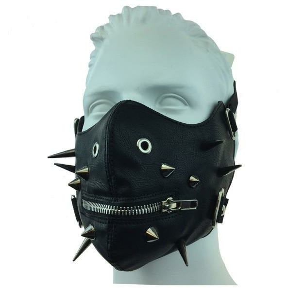 Leather Mouth Mask w/Spike & Zip
