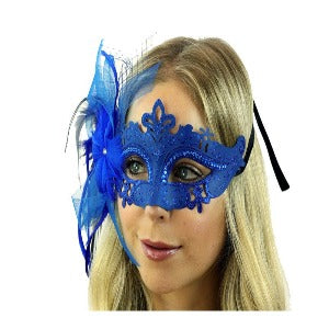 Venetian blue  mask with feather