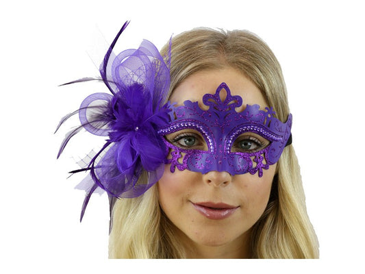 Venetian purple mask with feather