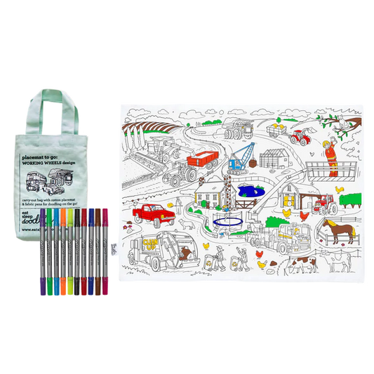 Working wheels placemat to go