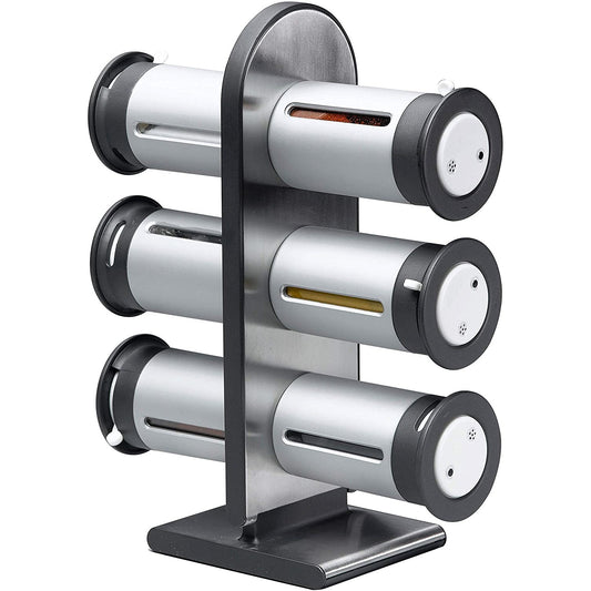 Zero Gravity Countertop Magnetic Spice Rack with Canister  Metallic/Grey